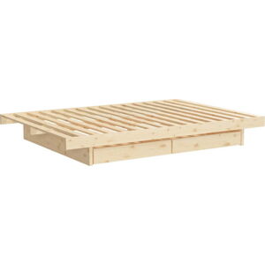 Dvoulůžková postel z borovicového dřeva s úložným prostorem Karup Design Kanso, 180 x 200 cm