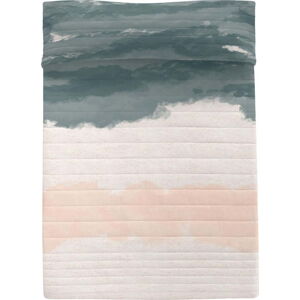 Růžovo-šedý bavlněný prošívaný přehoz 180x260 cm Seaside – Blanc