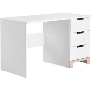 Bílo-růžový psací stůl Pinio Mini, délka 120 cm