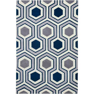 Modrý koberec Think Rugs Hong Kong Hexagon, 120 x 170 cm