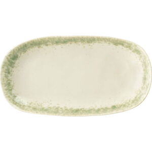Zeleno-bílý kameninový servírovací talíř Bloomingville Paula, 23,5 x 12,5 cm