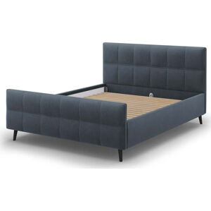 Modrošedá čalouněná dvoulůžková postel s roštem 180x200 cm Gigi - Micadoni Home