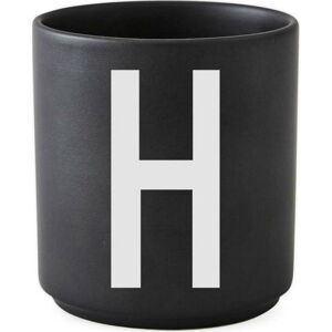 Černý porcelánový šálek Design Letters Alphabet H, 250 ml