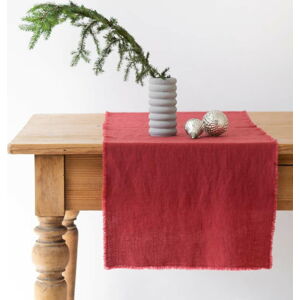 Červený lněný běhoun na stůl Linen Tales Classic, 40 x 150 cm
