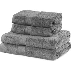 Šedé froté bavlněné ručníky a osušky v sadě 4 ks Marina – DecoKing