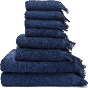 Sada 6 modrých ručníků a 2 osušek ze 100% bavlny Bonami Selection