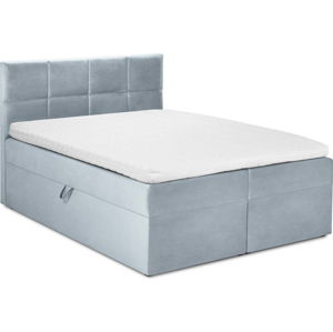 Bledě modrá sametová dvoulůžková postel Mazzini Beds Mimicry, 180 x 200 cm
