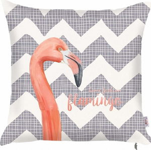 Šedý povlak na polštář Apolena Zigzag Flamingo, 43 x 43 cm