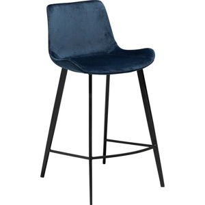 Tmavě modrá barová židle DAN–FORM Denmark Hype Velvet, výška 91 cm