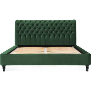 Zelená postel z bukového dřeva s černými nohami Vivonita Allon, 140 x 200 cm