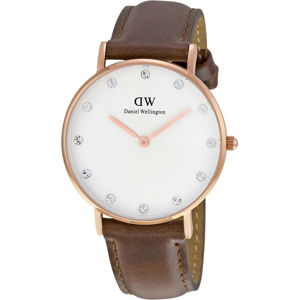 Dámské hodinky s koženým řemínkem a ciferníkem růžovozlaté barvy Daniel Wellington St Mawes, ⌀ 34 mm