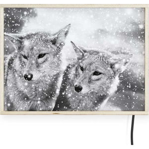 Světelná nástěnná dekorace s motivy vlků Surdic, 40 x 30 cm