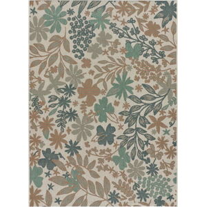 Béžovo-zelený venkovní koberec Universal Floral, 130 x 190 cm