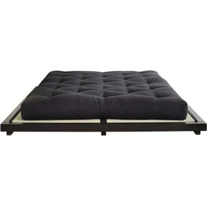 Dvoulůžková postel z borovicového dřeva s matrací a tatami Karup Design Dock Comfort Mat Black/Black, 140 x 200 cm