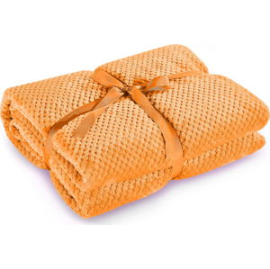 Oranžová deka z mikrovlákna DecoKing Henry, 220 x 240 cm