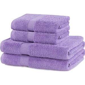 Froté bavlněné ručníky a osušky v levandulové barvě v sadě 4 ks Marina – DecoKing