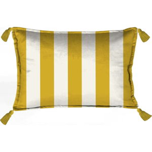Žluto-bílý dekorativní povlak na polštář Velvet Atelier Strips, 50 x 35 cm