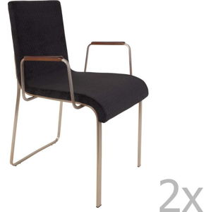 Sada 2 černých židlí s područkami Dutchbone Fiore