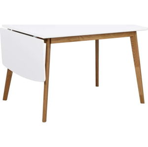 Jídelní stůl s konstrukcí z dubového dřeva se sklápěcí deskou Rowico Olivia, délka 120 + 40 cm