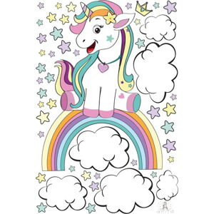 Dětská nástěnná samolepka Ambiance Unicorn on its Fairy Rainbow, 90 x 60 cm