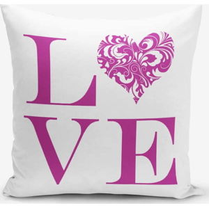Povlak na polštář s příměsí bavlny Minimalist Cushion Covers Love Purple, 45 x 45 cm