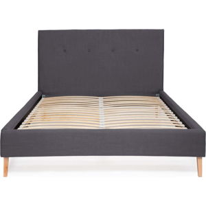 Tmavě morá postel Vivonita Kent Linen, 200 x 140 cm