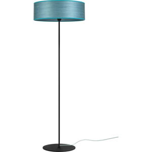 Modrá stojací lampa z přírodní dýhy Bulb Attack Ocho XL, ⌀ 45 cm