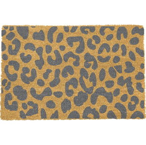 Šedá rohožka z přírodního kokosového vlákna Artsy Doormats Leopard, 40 x 60 cm