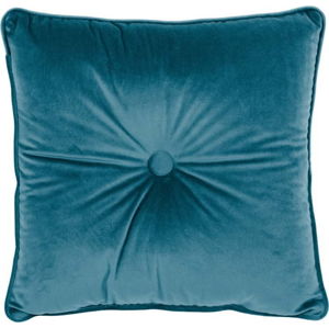 Modrý polštář Tiseco Home Studio Velvet Button, 45 x 45 cm