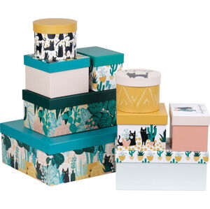Dekorativní kartonové úložné boxy s víkem v sadě 9 ks Chamouflage – Jardin d'Ulysse