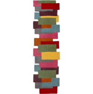 Barevný vlněný běhoun Flair Rugs Collage, 60 x 230 cm