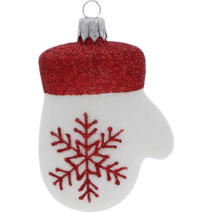 Sada 2 bílých skleněných vánočních ozdob ve tvaru rukavice Ego Dekor