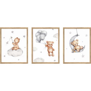 Dětské obrázky v sadě 3 ks 30x40 cm Teddy Bear – knor