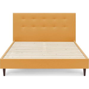 Žlutá dvoulůžková postel Bobochic Paris Rory Dark, 160 x 200 cm