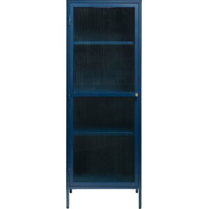 Modrá kovová vitrína Unique Furniture Bronco, výška 160 cm