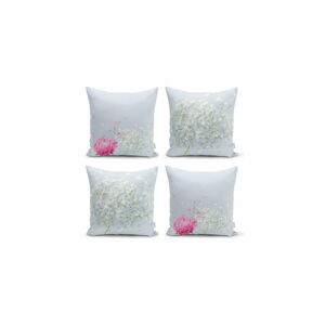Sada 4 dekorativních povlaků na polštáře Minimalist Cushion Covers Soft Flowers, 45 x 45 cm