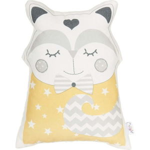 Žlutý dětský polštářek s příměsí bavlny Mike & Co. NEW YORK Pillow Toy Smart Cat, 23 x 33 cm