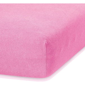 Tmavě růžové elastické prostěradlo s vysokým podílem bavlny AmeliaHome Ruby, 100/120 x 200 cm