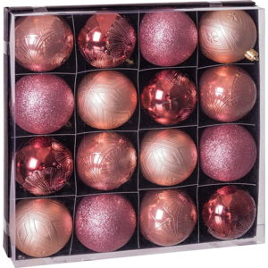 Sada 16 růžových vánočních ozdob Unimasa Copper