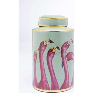 Dekorativní dóza Kare Design Flamingos, výška 29 cm
