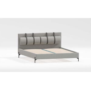 Světle šedá čalouněná dvoulůžková postel s roštem 160x200 cm Tulsa – Ropez