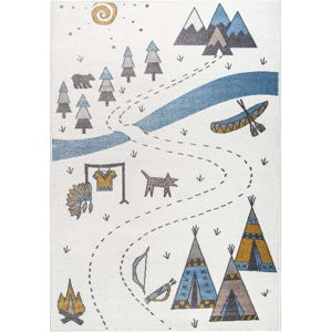 Světlý koberec s indiánským motivem KICOTI Pearl, 80 x 150 cm