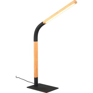 LED stmívatelná stolní lampa v černé a přírodní barvě s dřevěným stínidlem (výška 73,5 cm) Norris – Trio