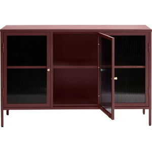 Červená kovová vitrína Unique Furniture Bronco, výška 85 cm