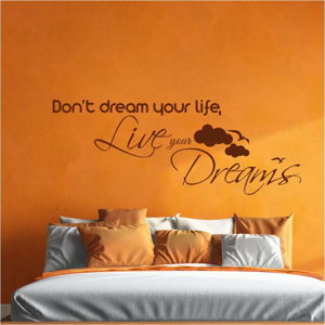 Černá nástěnná samolepka Ambiance Live Your Dreams Wall Decal, 55 x 110 cm