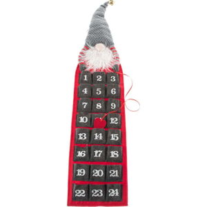 Šedo-červený textilní adventní kalendář Dakls, výška 75 cm