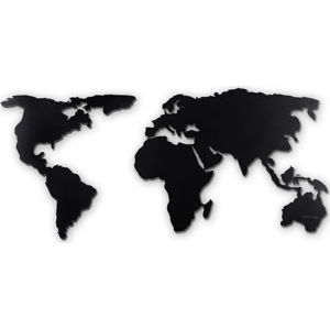 Černá nástěnná kovová dekorace World Map XL