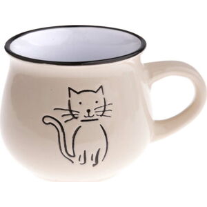 Béžový keramický hrneček s obrázkem kočky Dakls, objem 0,2 l