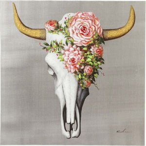 Obraz Kare Design Touched Flower Skull, 80 x 80 cm