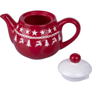 Červeno-bílá vánoční keramická konvice na čaj 520 ml Xmas - Villa d'Este